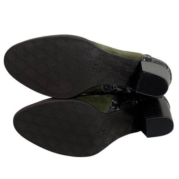 VIONIC Upright Suede Naomi Snake Olive Ankle Booties Heels Womens Size 10 w/ Box - Picture 5 of 7